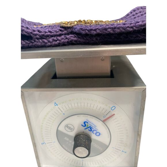 Purple Knit Beaded Floral Ear Warmer Headband Womens Winter Accessory Snow Boho - Picture 6 of 6